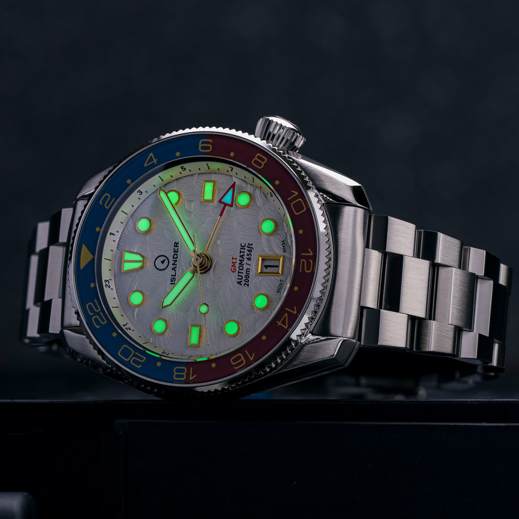 Islander JFK Automatic GMT Watch with White Cloud Dial and Pepsi Bezel #ISL-206 thumbnail 4