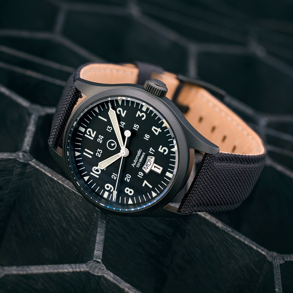 Islander Mitchel "DAY-T" Automatic DLC Field Watch with Black Dial and Day-Date Display #ISL-187 thumbnail 2