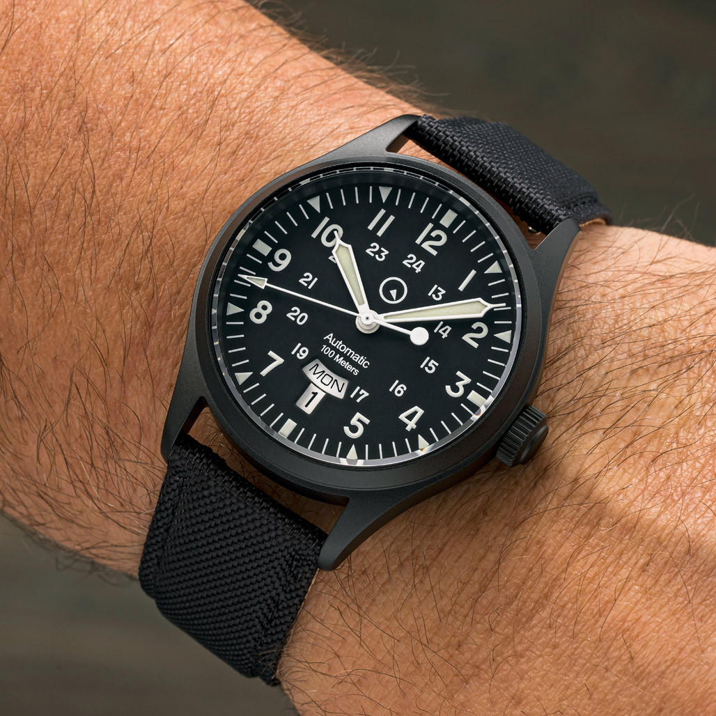 Islander Mitchel "DAY-T" Automatic DLC Field Watch with Black Dial and Day-Date Display #ISL-187 thumbnail 3