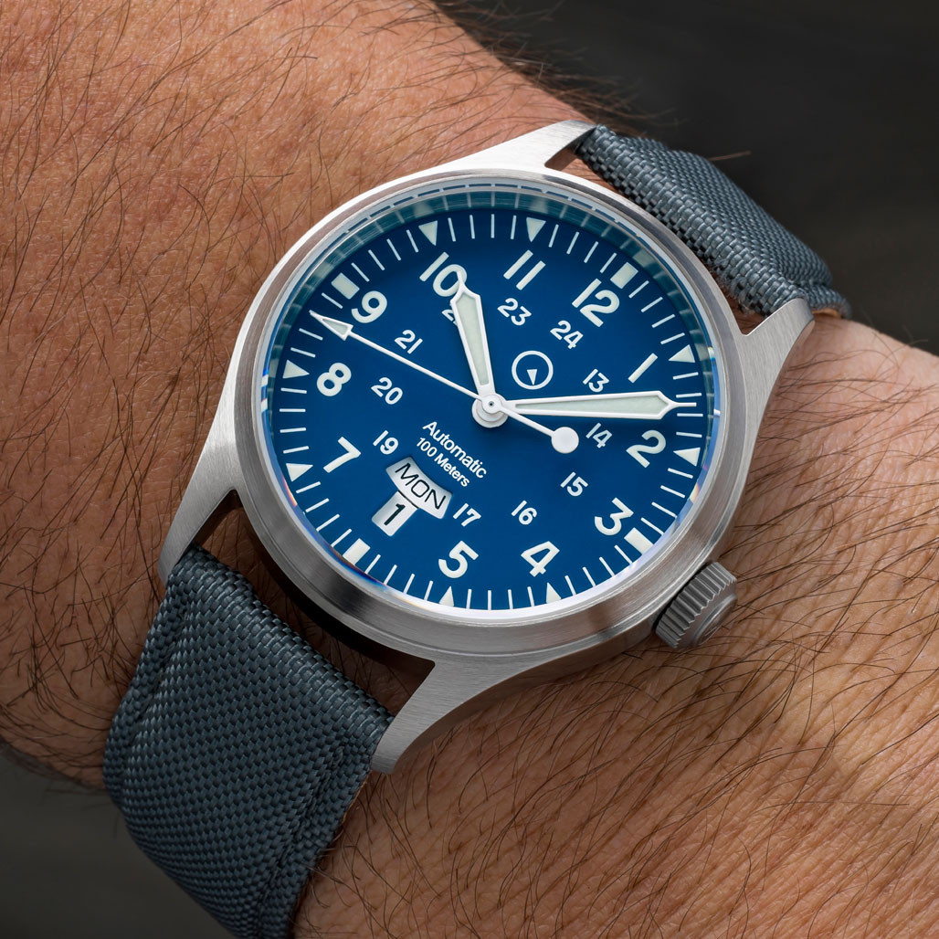 Islander Mitchel "DAY-T" Automatic Field Watch with Blue Dial and Day-Date Display #ISL-194 thumbnail 3