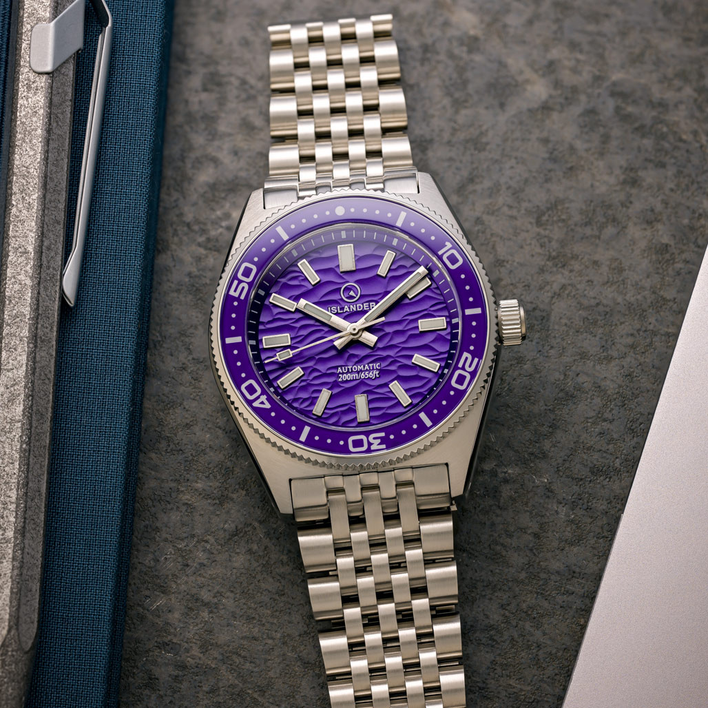 Islander Northport 37mm Automatic Watch with Purple Ripple Dial #ISL-291 thumbnail 2