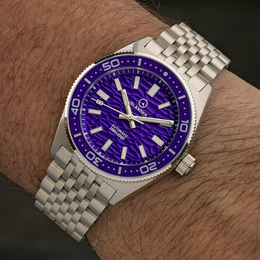 Islander Northport 37mm Automatic Watch with Purple Ripple Dial #ISL-291 thumbnail 3