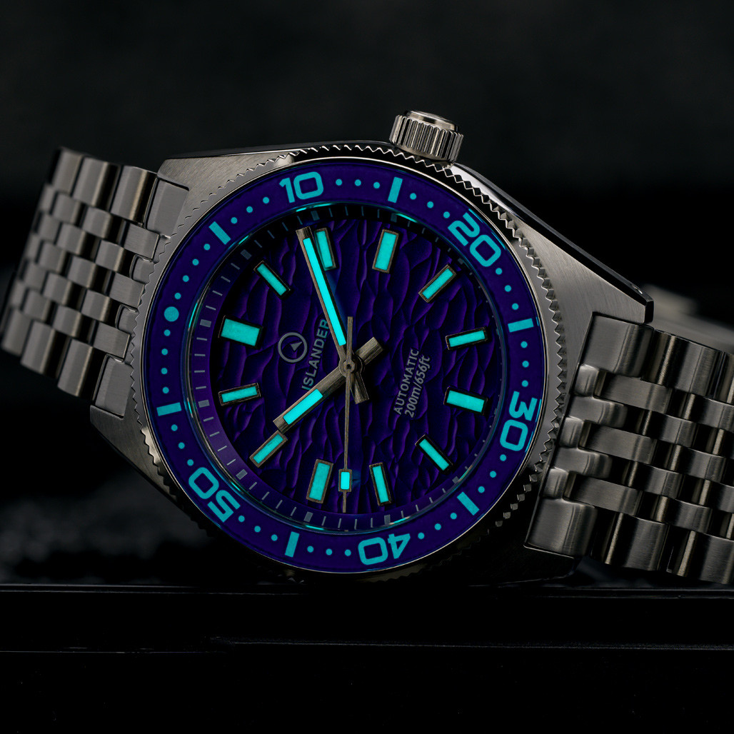 Islander Northport 37mm Automatic Watch with Purple Ripple Dial #ISL-291 thumbnail 4