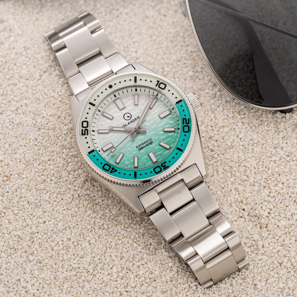 Islander Northport 37mm Automatic Watch with Seafoam Green and White Ripple Dial #ISL-292 thumbnail 2
