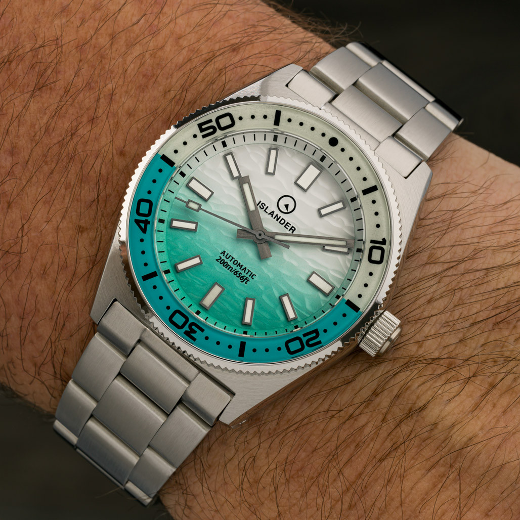 Islander Northport 37mm Automatic Watch with Seafoam Green and White Ripple Dial #ISL-292 thumbnail 3