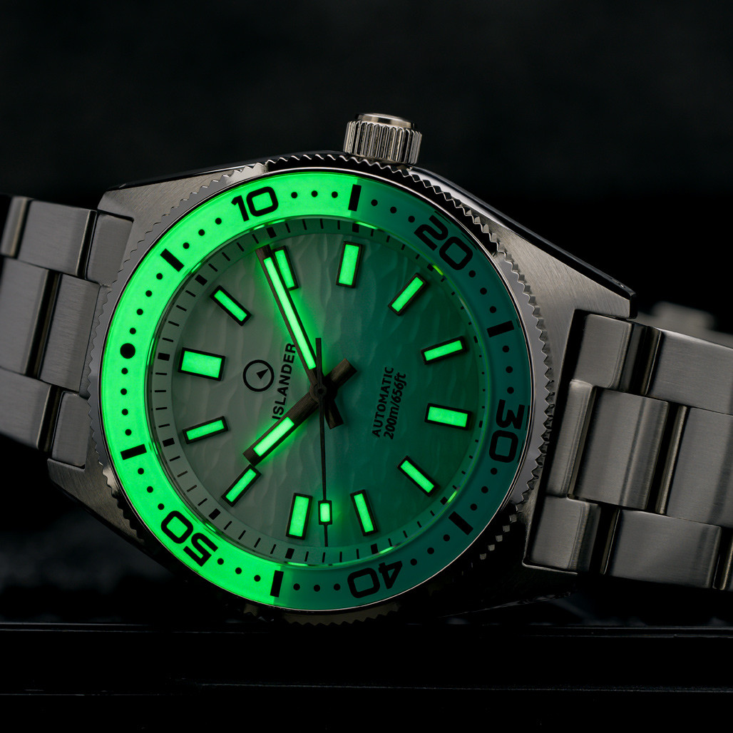 Islander Northport 37mm Automatic Watch with Seafoam Green and White Ripple Dial #ISL-292 thumbnail 4