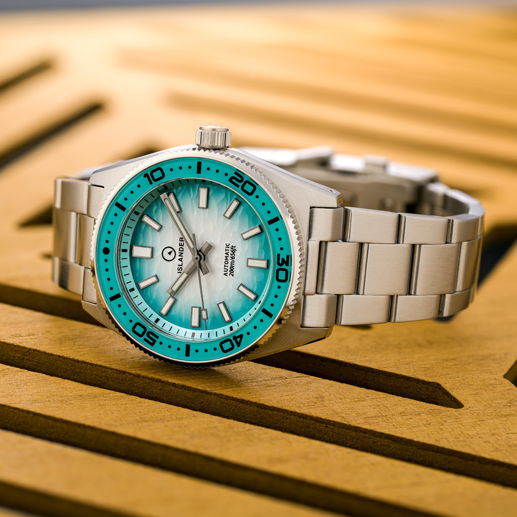 Islander Northport 37mm Automatic Watch with White and Ocean Blue Ripple Fume Dial #ISL-293 thumbnail 2