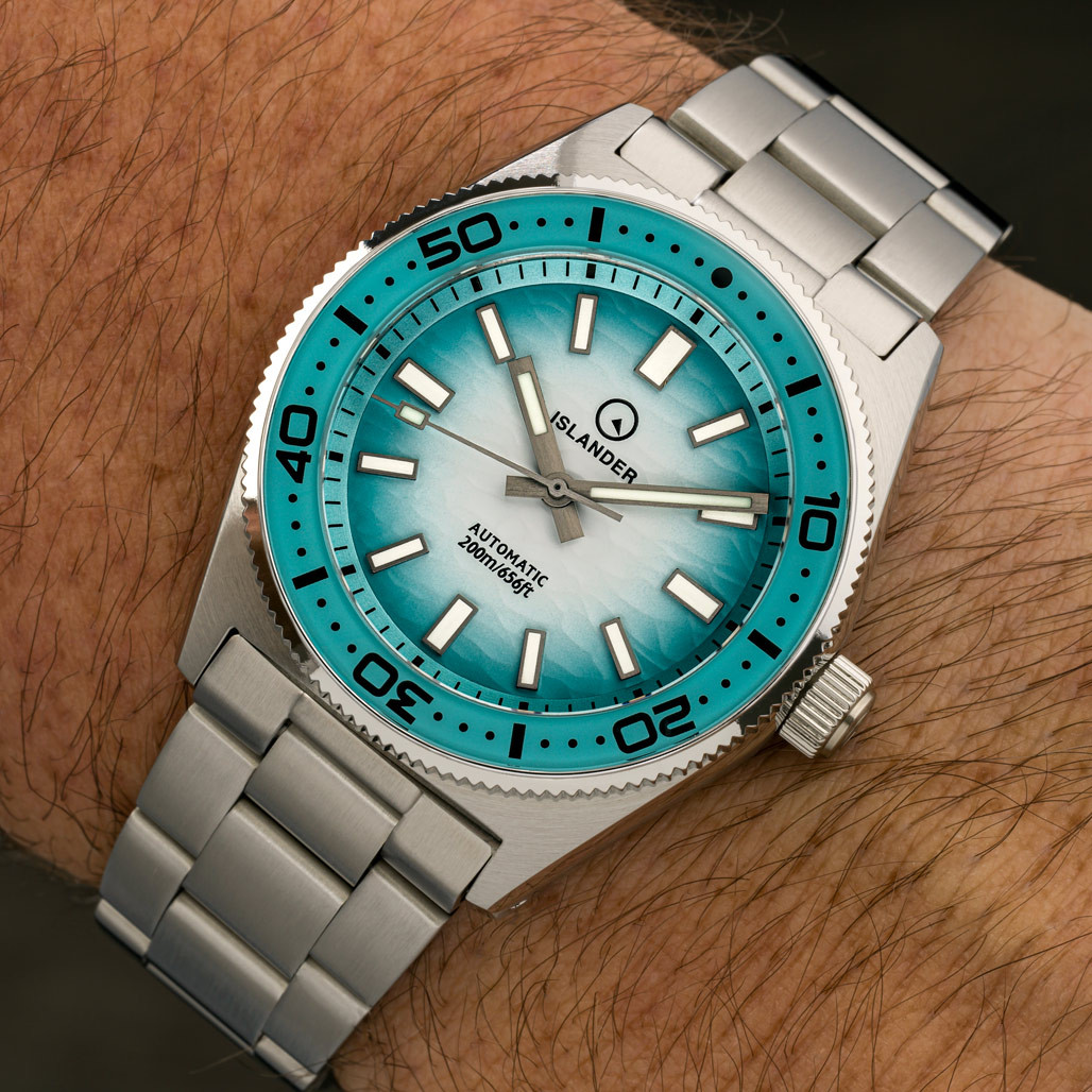 Islander Northport 37mm Automatic Watch with White and Ocean Blue Ripple Fume Dial #ISL-293 thumbnail 3