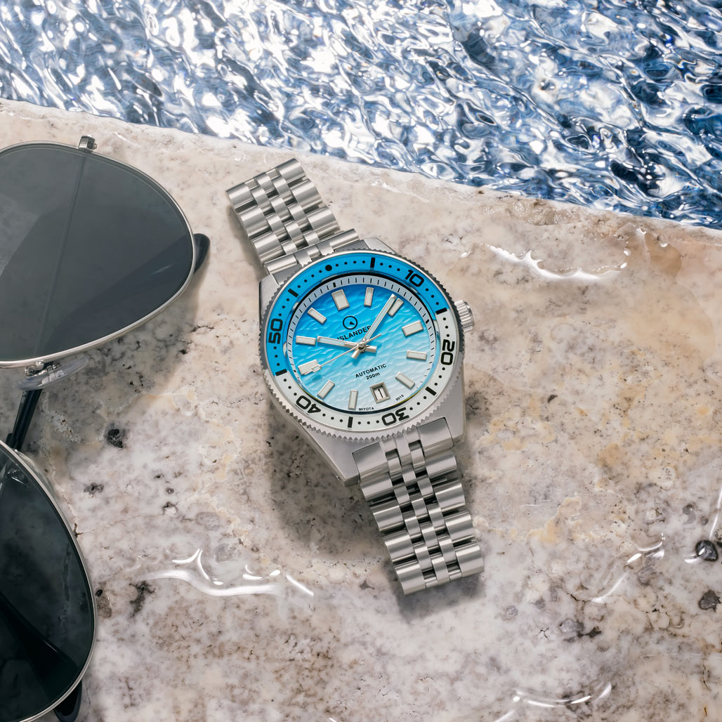 Islander Northport Hi-Beat Automatic Dive Watch with Ocean Blue and White Ripple Dial #ISL-195 thumbnail 2