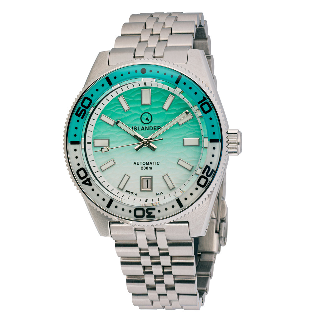 Islander Northport Hi-Beat Automatic Dive Watch with Seafoam Green and White Ripple Dial #ISL-155 selected view
