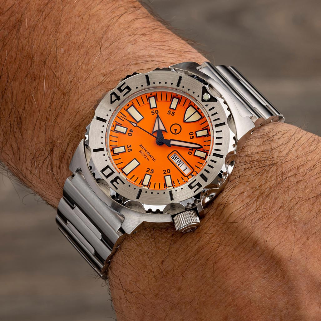 Islander Orange Dial Automatic Dive Watch with AR Double Dome Sapphire Crystal, and 120-click Bezel #ISL-94 thumbnail 3