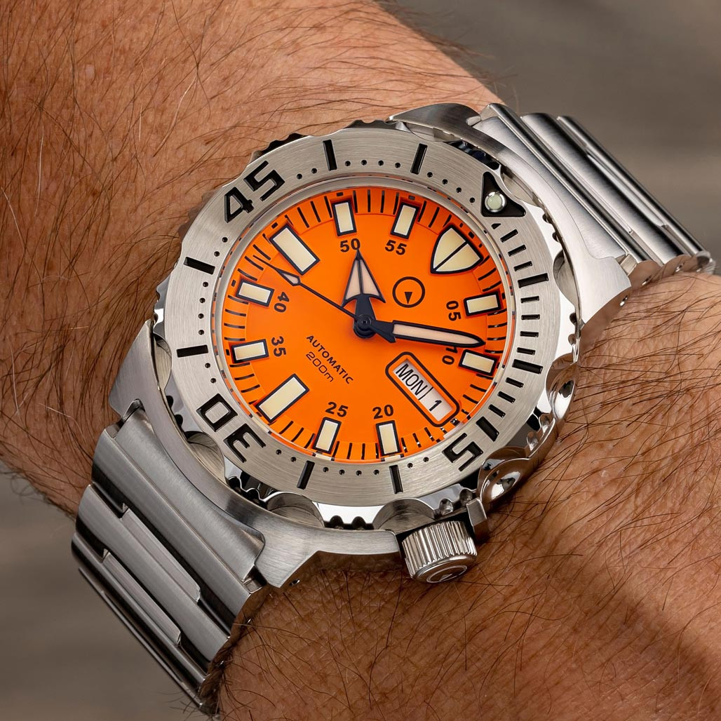 Islander Orange Dial Automatic Dive Watch with AR Double Dome Sapphire Crystal, and 120-click Bezel #ISL-94 thumbnail 4