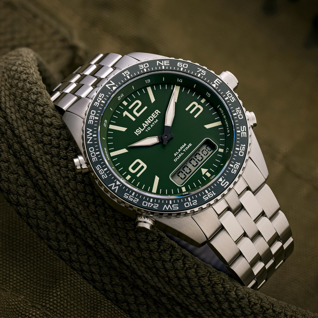 Islander Rocky Point Analog-Digital Watch with Green Dial #ISL-329 thumbnail 2