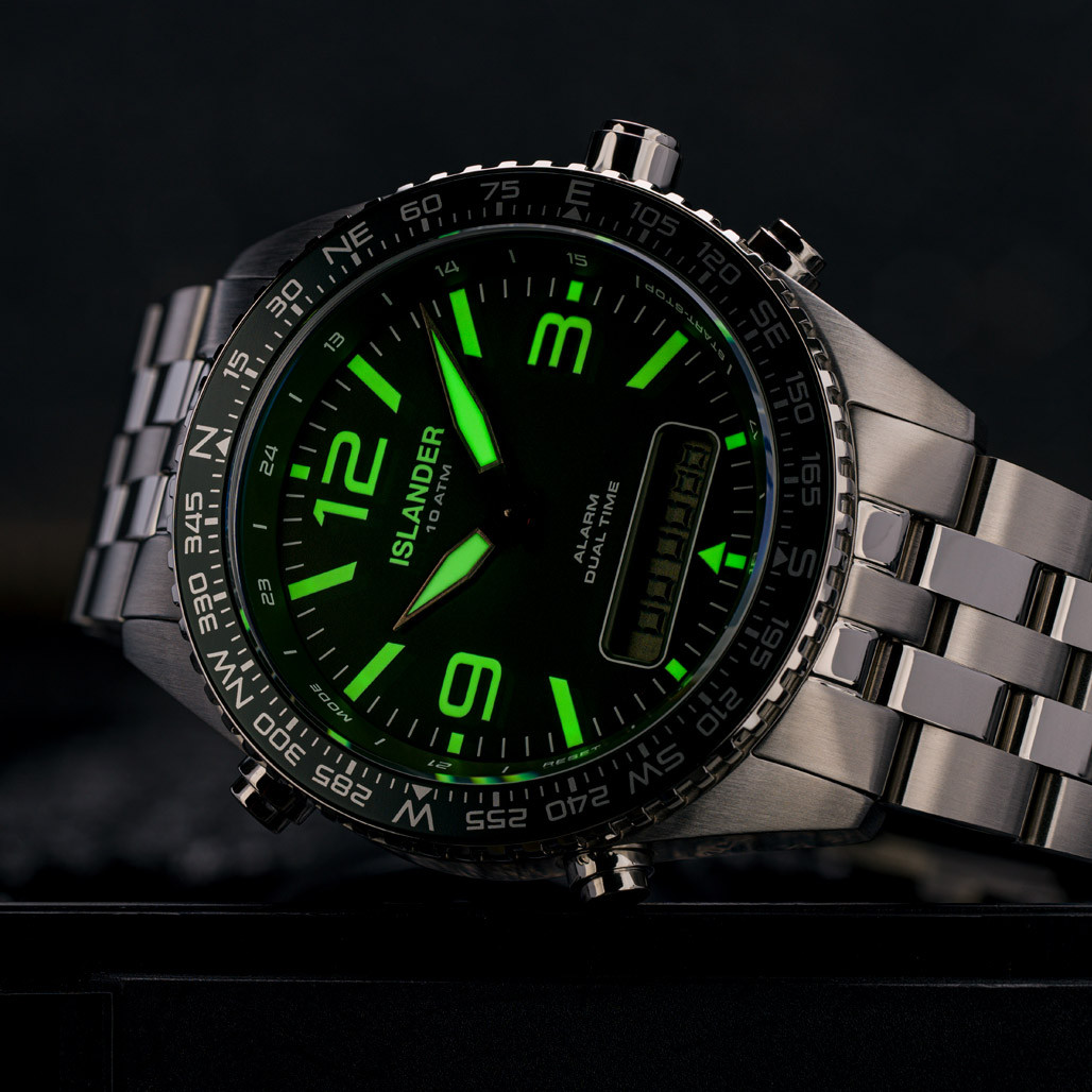 Islander Rocky Point Analog-Digital Watch with Green Dial #ISL-329 thumbnail 3