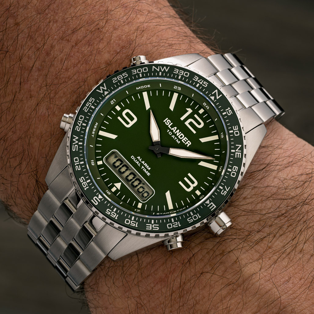 Islander Rocky Point Analog-Digital Watch with Green Dial #ISL-329 thumbnail 4
