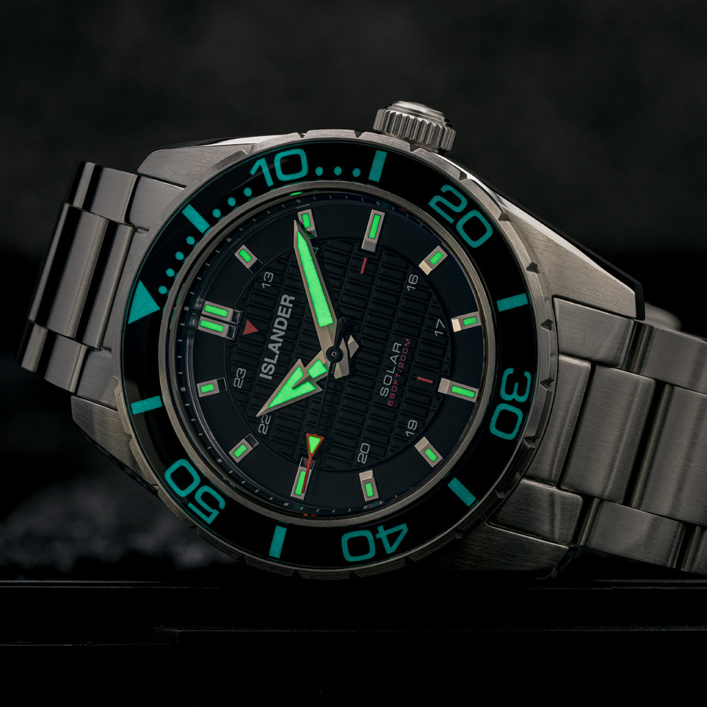 Islander Saltaire 38mm Solar Dive Watch with Ink Black Dial #ISL-278 thumbnail 4