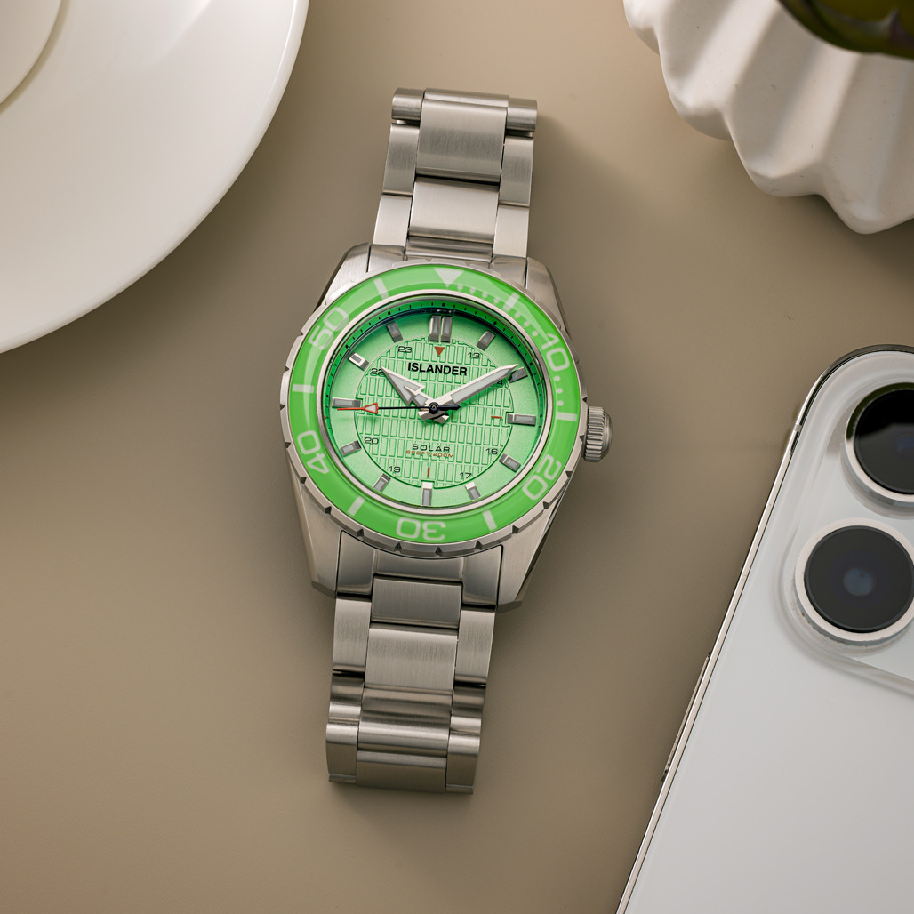 Islander Saltaire 38mm Solar Dive Watch with Mint Green Dial #ISL-280 thumbnail 2