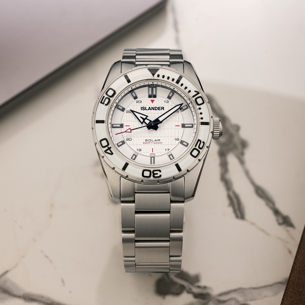Islander Saltaire 38mm Solar Dive Watch with Pure White Dial #ISL-281 thumbnail 2