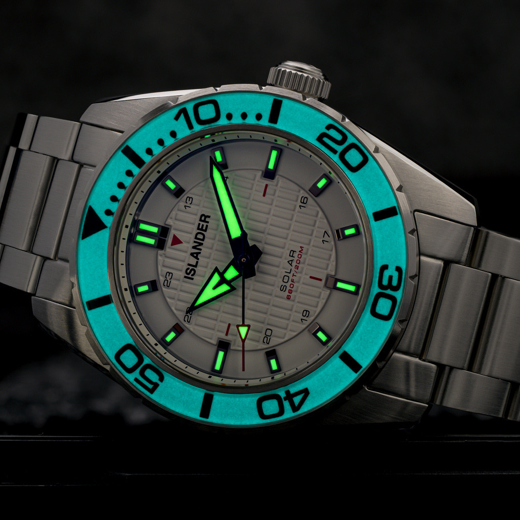 Islander Saltaire 38mm Solar Dive Watch with Pure White Dial #ISL-281 thumbnail 4