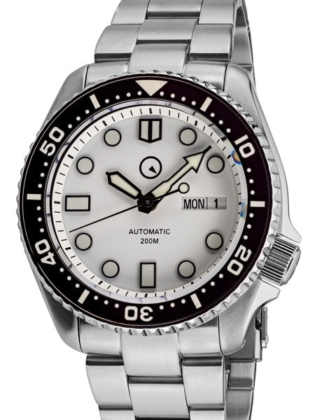 Islander White Dial Automatic Dive Watch with Solid-Link Bracelet, AR Sapphire Crystal, and Luminous Ceramic Bezel Insert #ISL-35 selected view