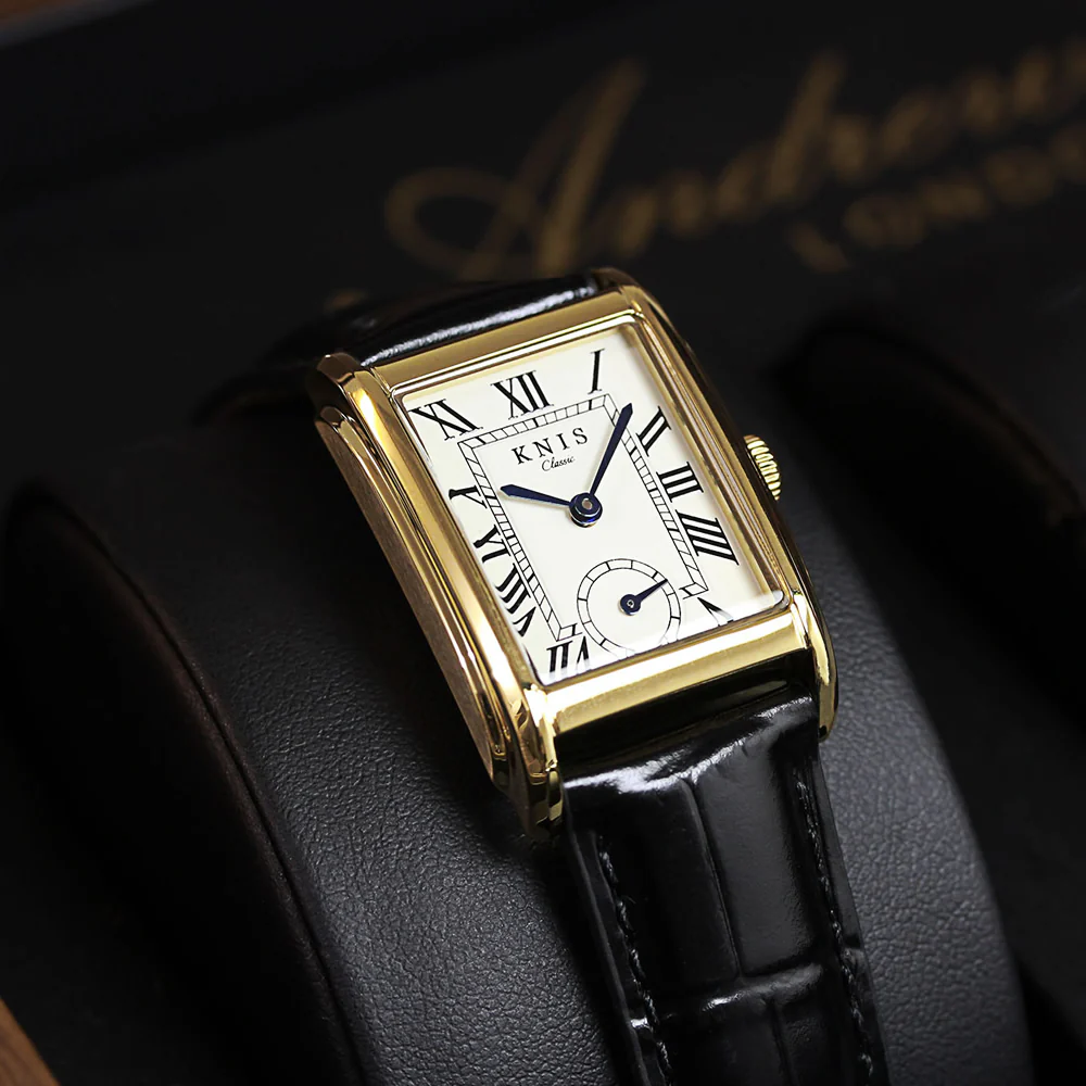 Classic Rectangular Gold Crocodile Embossed Leather Black KN004-GDBKC thumbnail 2