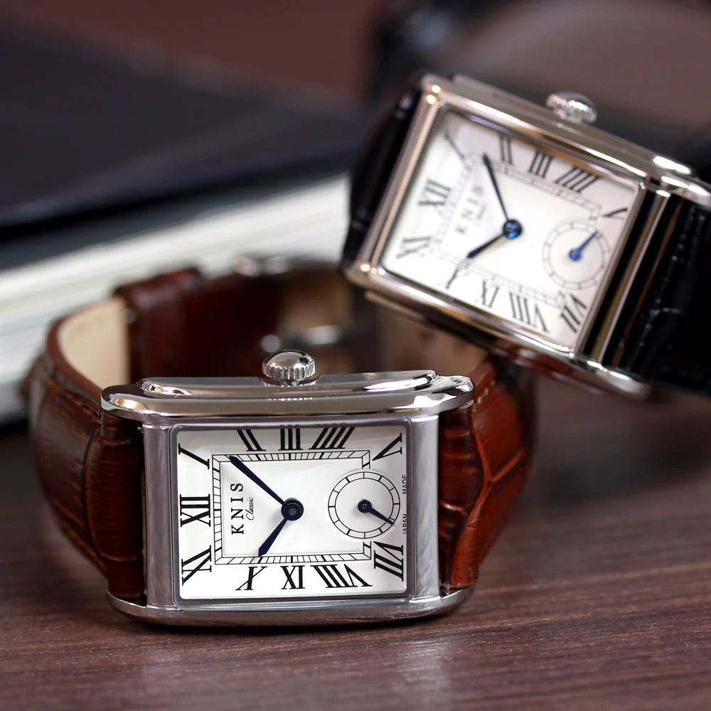 Classic Rectangular Silver Crocodile Embossed Leather Brown KN004-SVBRC thumbnail 2