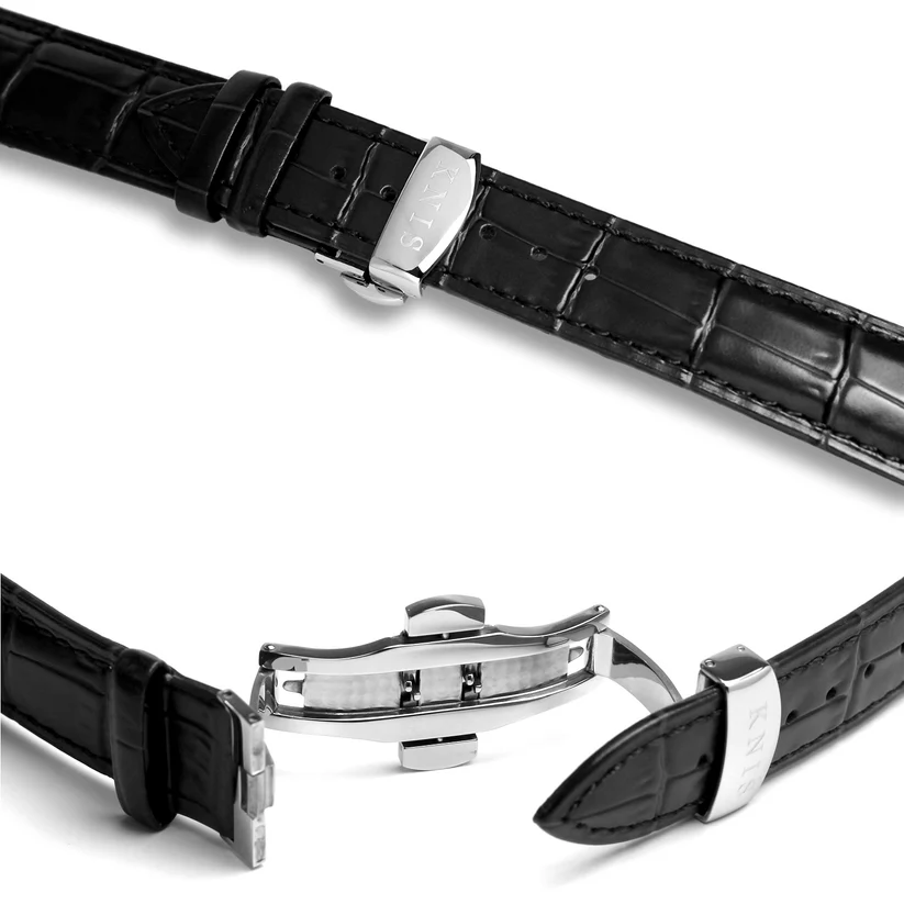 KNIS Automatic Sunray Dial White Silver Black Leather KN001-WHBKLE thumbnail 2