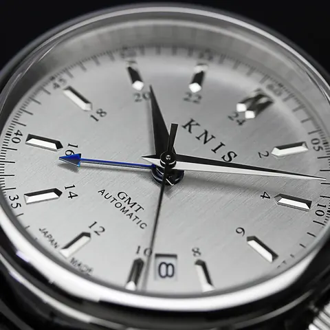 KNIS Classic GMT Automatic Silver / Black Leather Strap (KN008-SVBKLE)