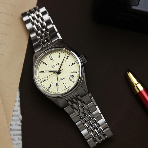 KNIS Classic GMT Automatic Silver / Rice Beads Bracelet (KN008-SVRC)
