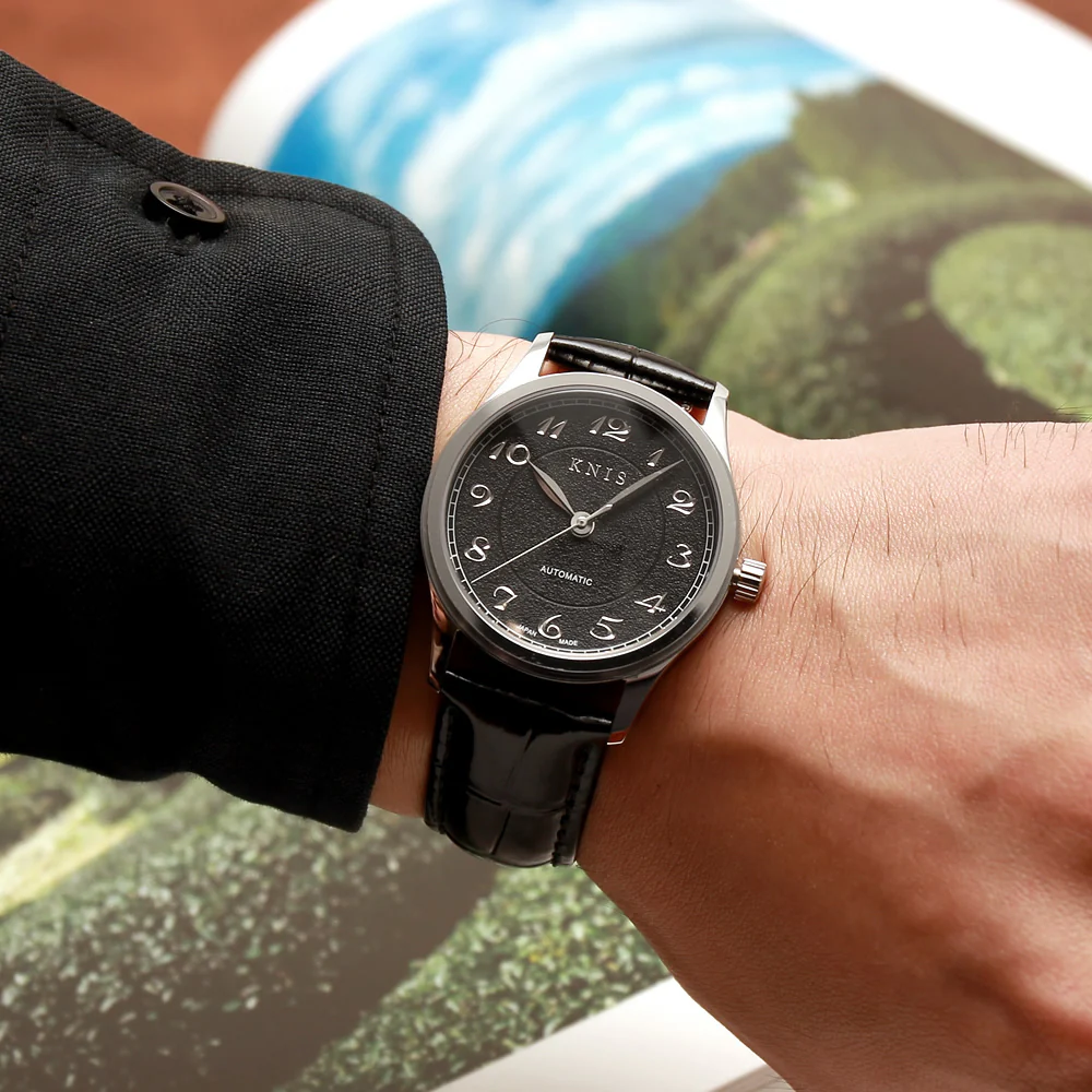 KNIS KOKU Automatic Breguet Numerals Black / Engraved Dial Leather Strap (KN005-BGBKLE) thumbnail 2