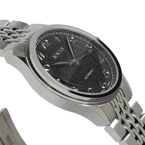 KNIS KOKU Automatic Breguet Numerals Black / Engraved Dial Stainless Steel Bracelet (KN005-BGBKRC)