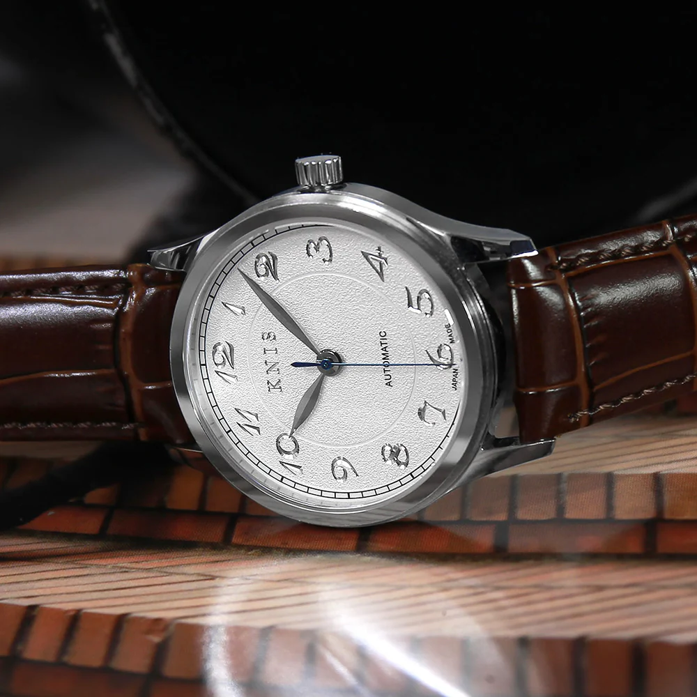 KNIS KOKU Automatic Breguet Numerals White / Engraved Dial Leather Strap (KN005-BGWHLE) thumbnail 2