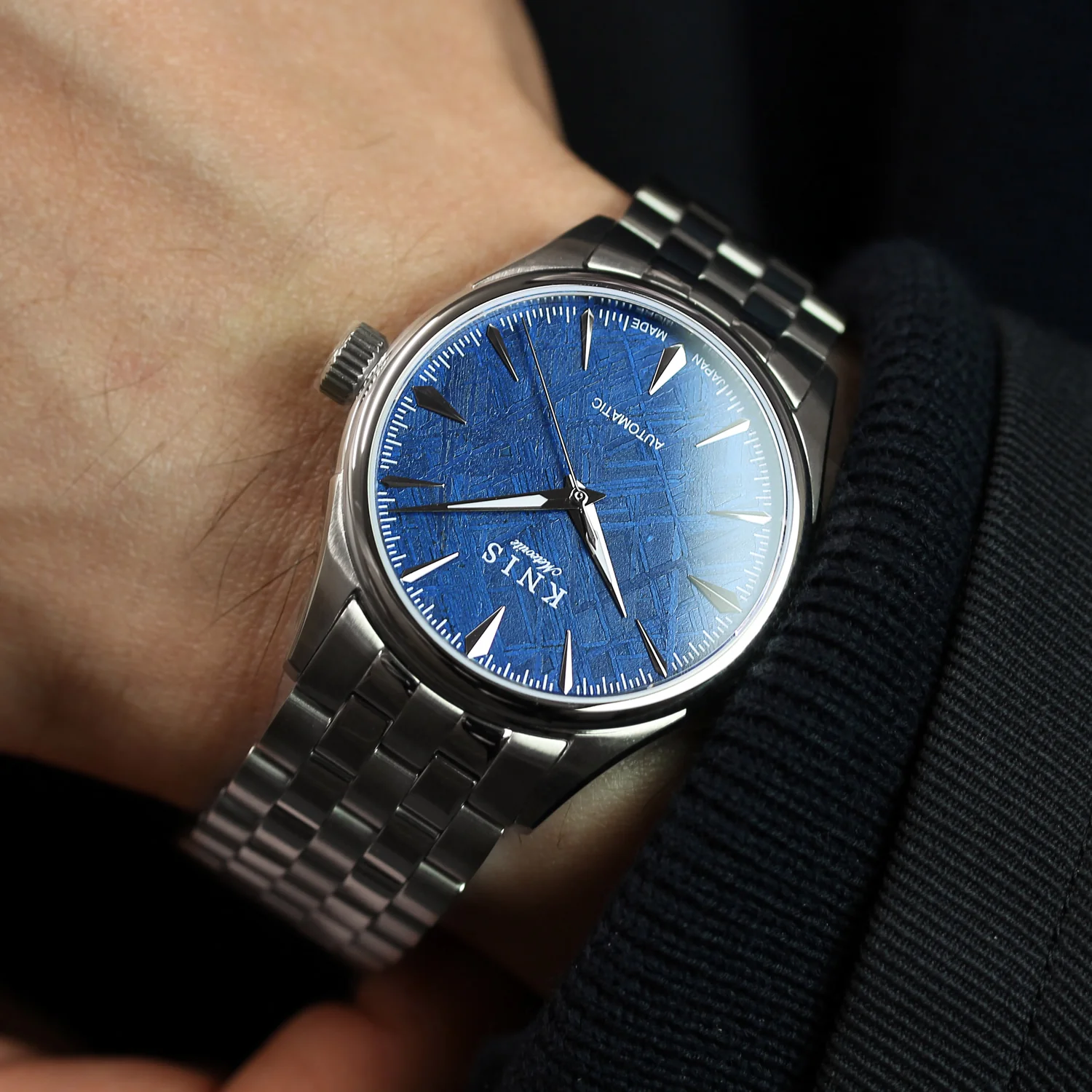 KNIS Meteorite Made in Japan Automatic Watch Men's Silver Blue KN001-MTBL thumbnail 2