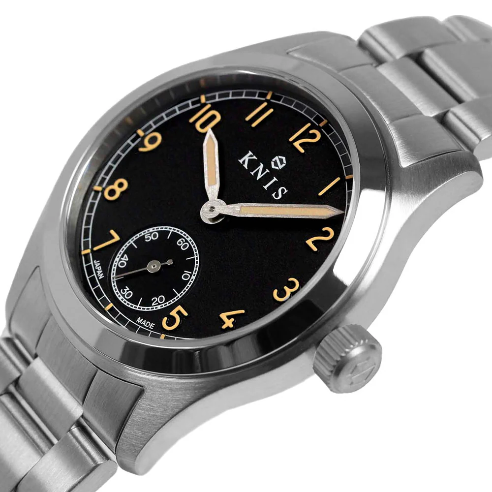 KNIS Retro Military Watch - Black Dial with Stainless Steel Band KN003-BKSS thumbnail 3