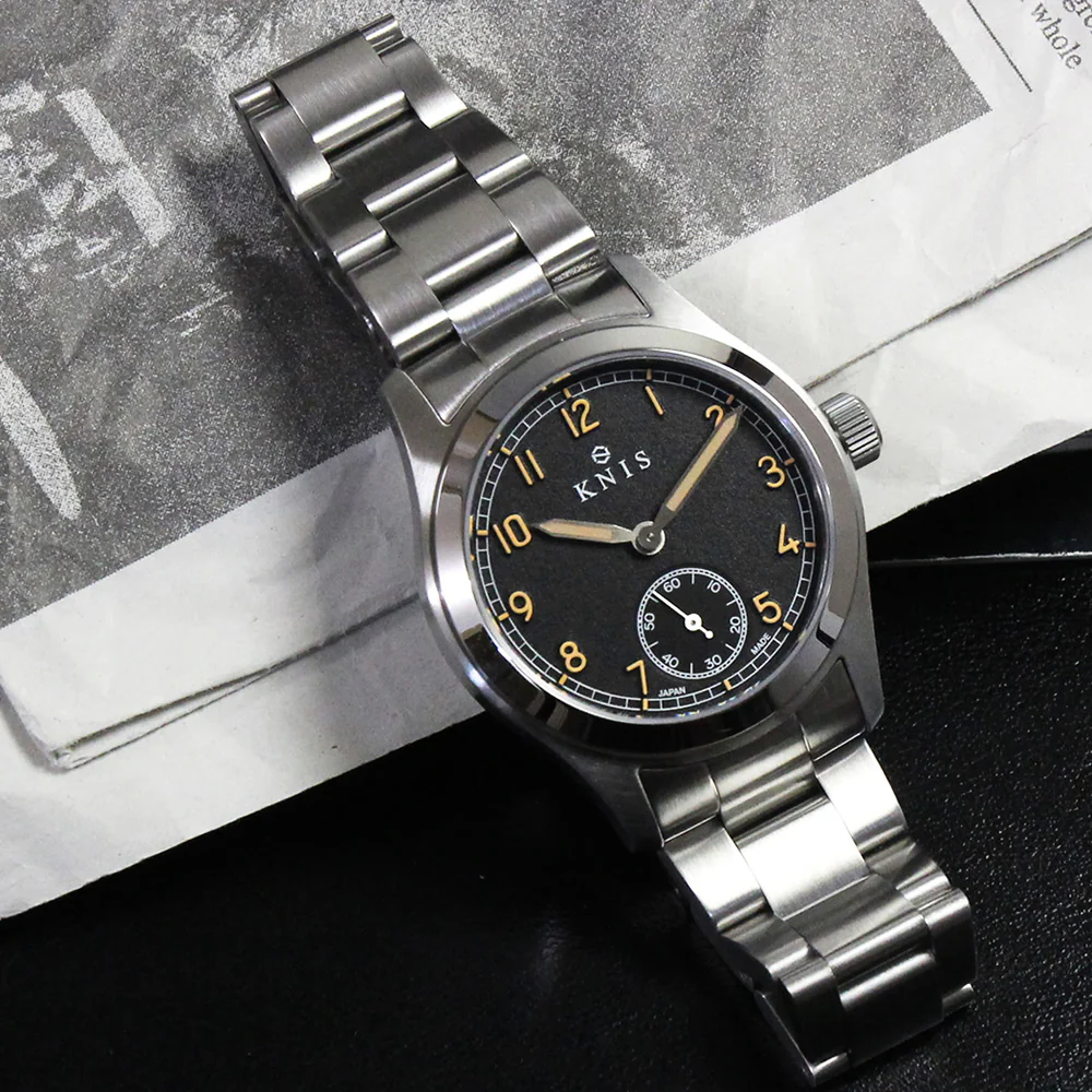 KNIS Retro Military Watch - Black Dial with Stainless Steel Band KN003-BKSS thumbnail 4