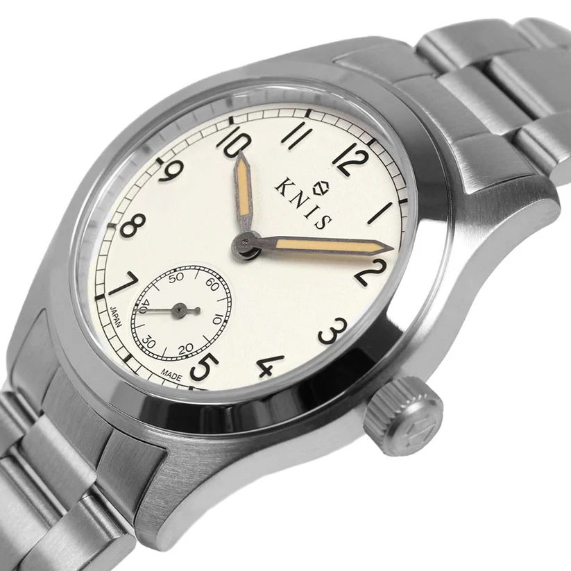 KNIS Retro Military Watch - Off-White Dial with Stainless Steel Band KN003-WHSS thumbnail 2