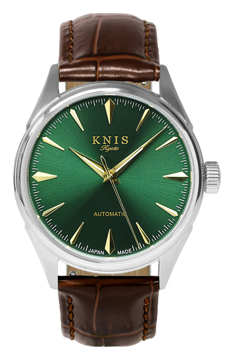 KNIS Sunray Dial Automaticï¼Green / Brown Leather Strap (KN001-GRBRLE)