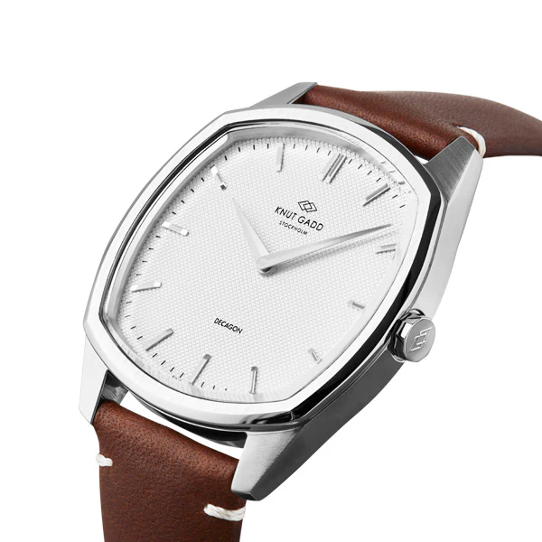 Decagon | Steel | Brown leather bracelet thumbnail 2