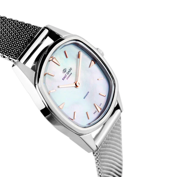 HEXAGON | Steel | white mother-of-pearl dial | Steel mesh thumbnail 2
