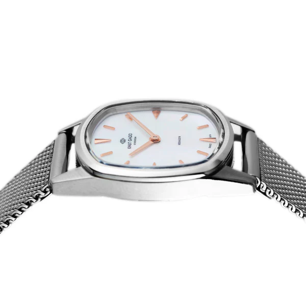 HEXAGON | Steel | white mother-of-pearl dial | Steel mesh thumbnail 3