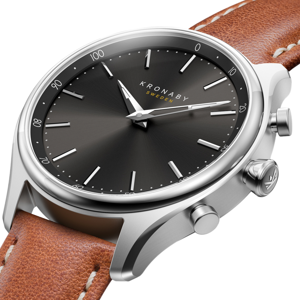 Kronaby S2749/1 silver watch with leather strap, women thumbnail 3