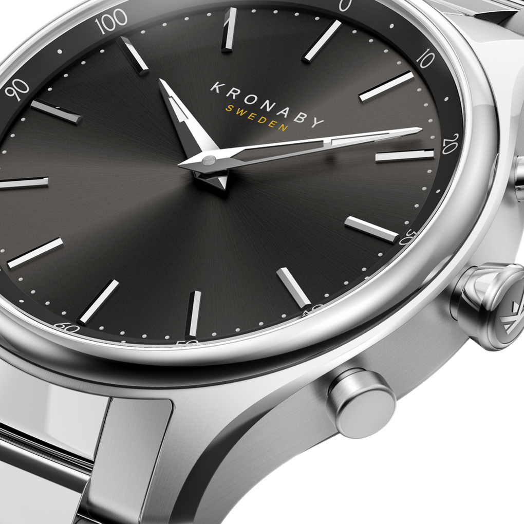 Kronaby S2750/1 bkack watch, stainless steel bracelet, women thumbnail 3