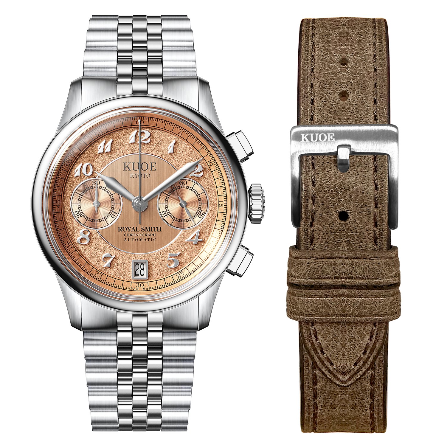 ROYAL SMITH 90-012 Automatic Chronograph, Salmon Pink Dial thumbnail 2