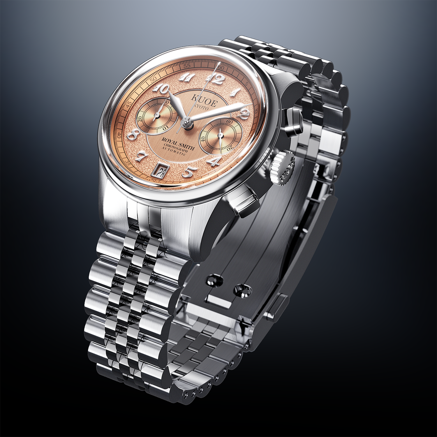 ROYAL SMITH 90-012 Automatic Chronograph, Salmon Pink Dial thumbnail 4