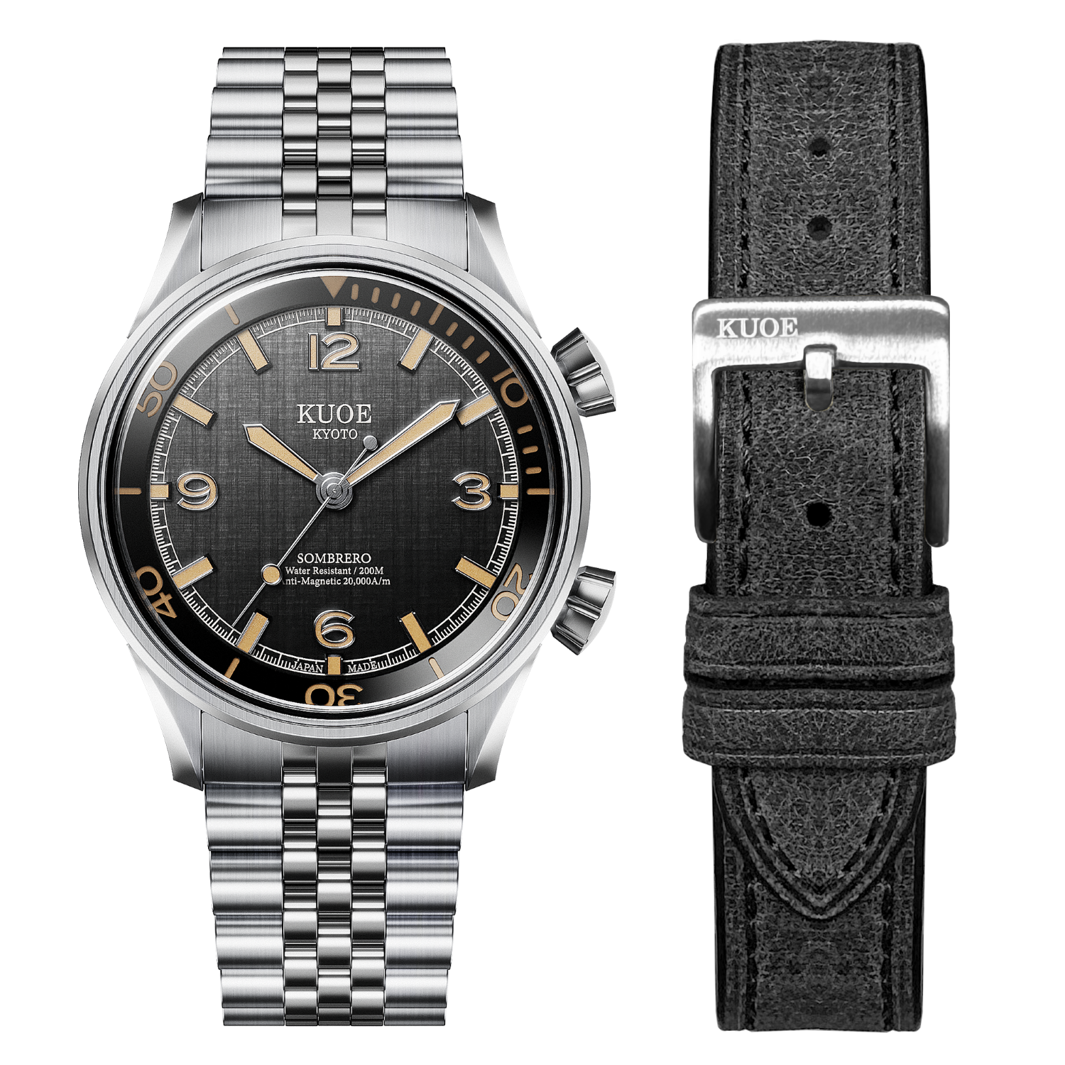 SOMBRERO 90-011, Black Linen Textured Dial, 20 BAR Water Resistant thumbnail 2