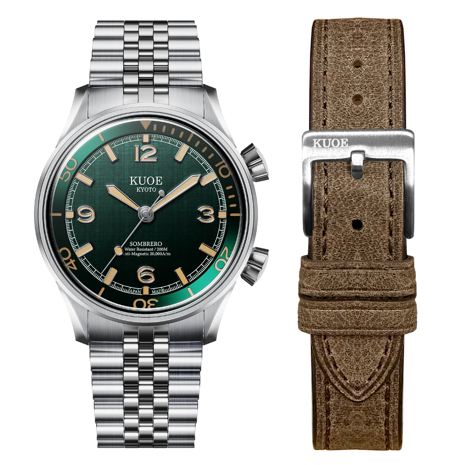SOMBRERO 90-011, Green Linen Textured Dial, 20 BAR Water Resistant thumbnail 2