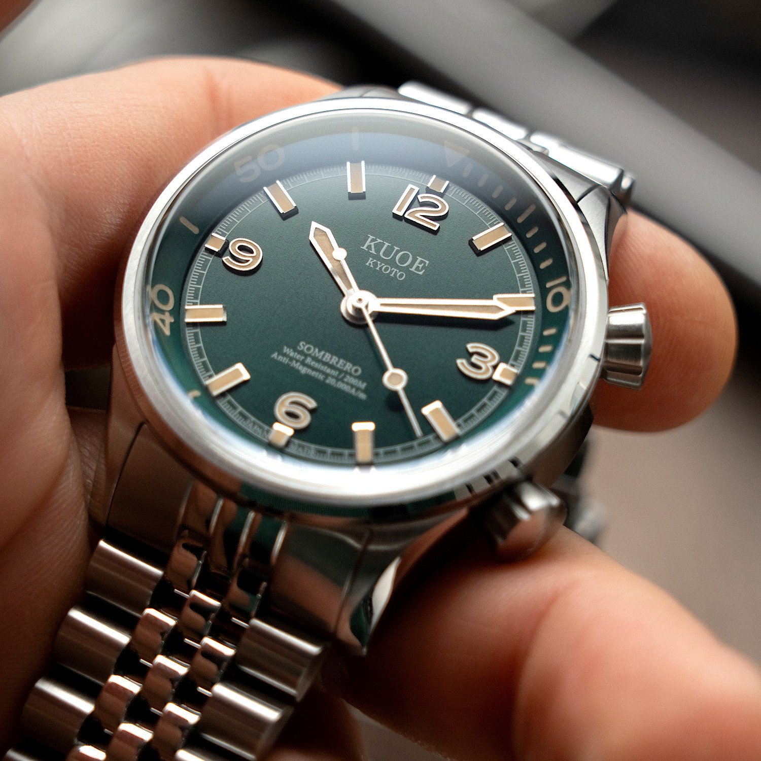 SOMBRERO 90-011, Green Linen Textured Dial, 20 BAR Water Resistant thumbnail 3