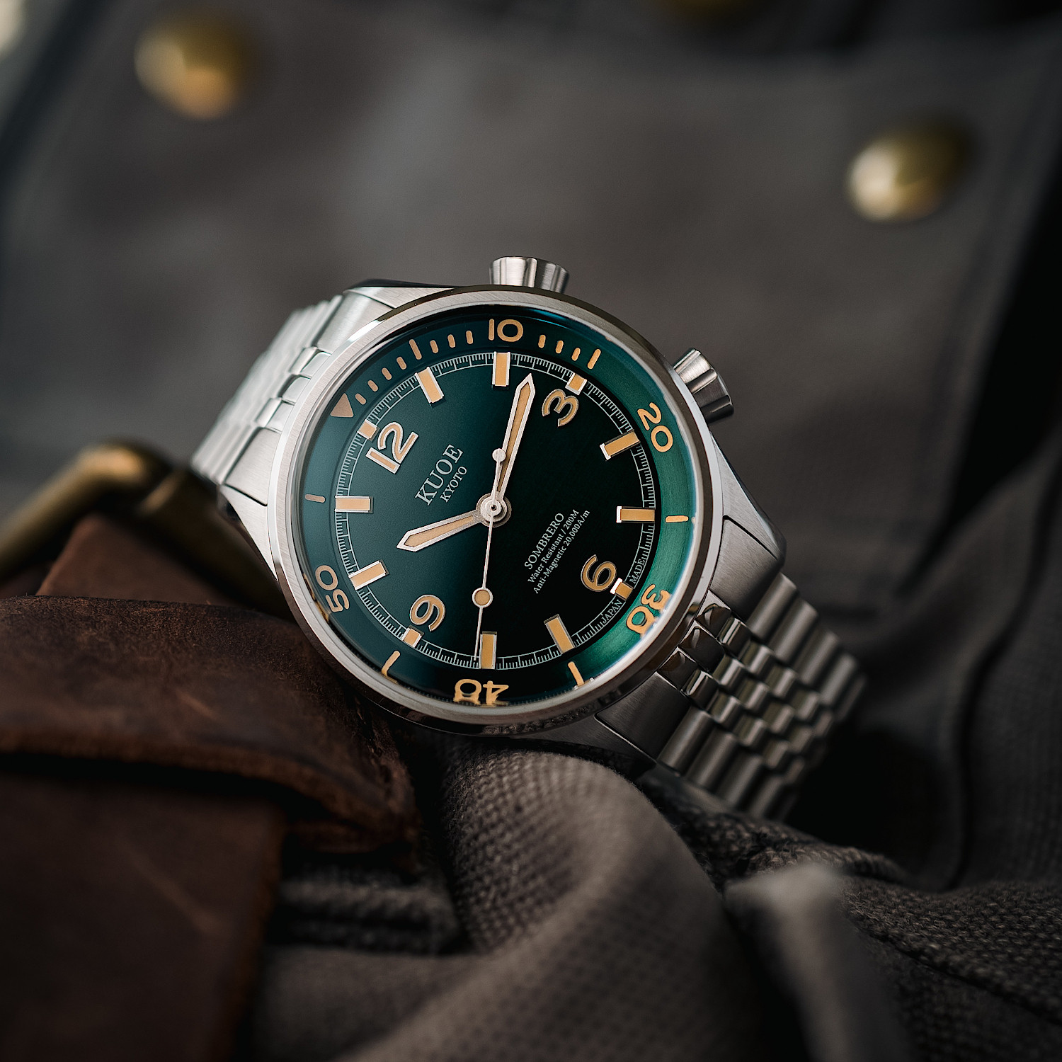 SOMBRERO 90-011, Green Linen Textured Dial, 20 BAR Water Resistant thumbnail 4