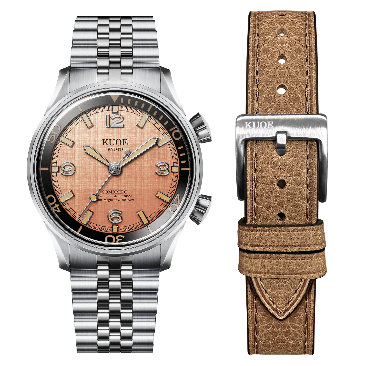 SOMBRERO 90-011, Salmon Pink Linen Textured Dial, 20 BAR Water Resistant thumbnail 2