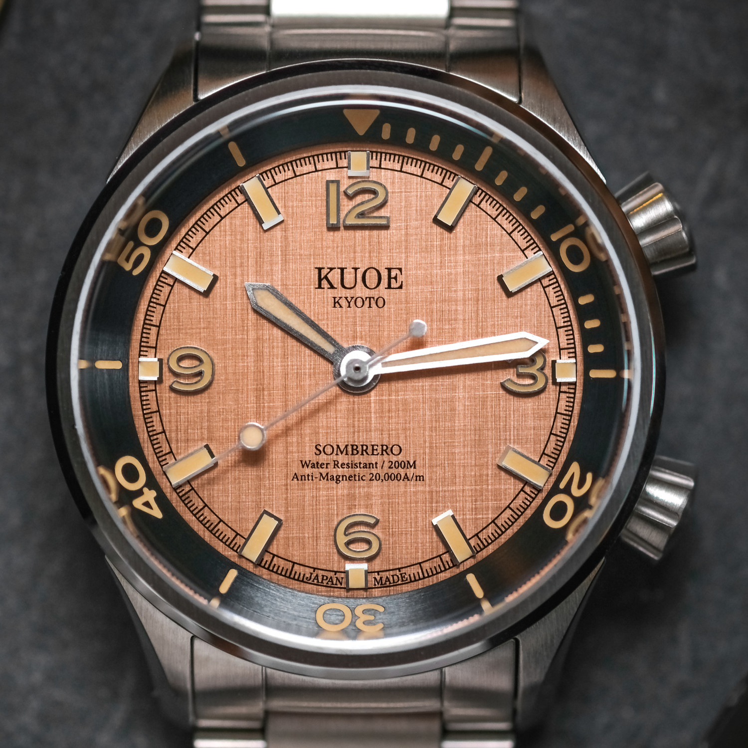 SOMBRERO 90-011, Salmon Pink Linen Textured Dial, 20 BAR Water Resistant thumbnail 4